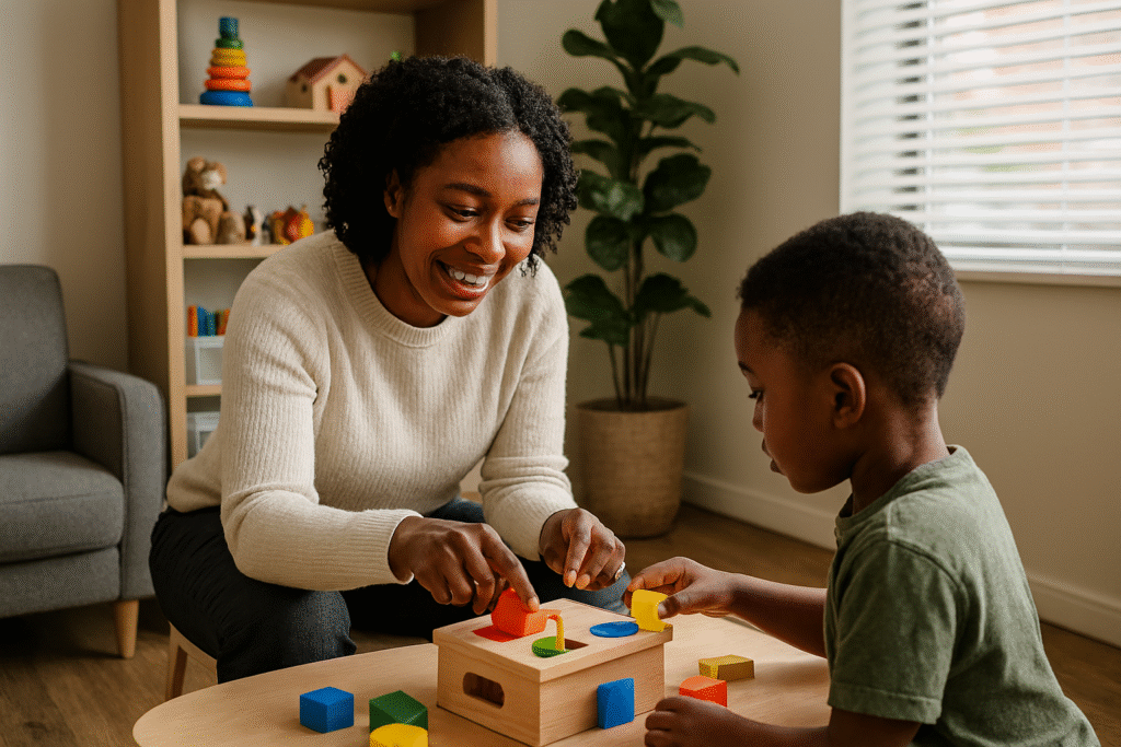 Play-based therapy for children supporting early childhood development in a professional therapy setting